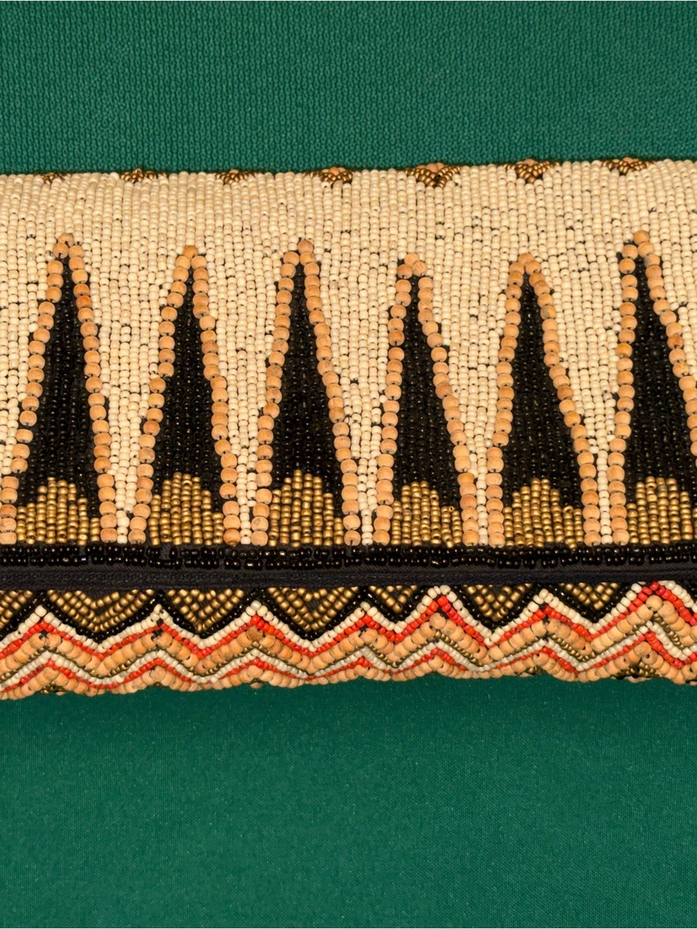 Chico's Beaded Geometric Clutch - Black, Cream & Gold